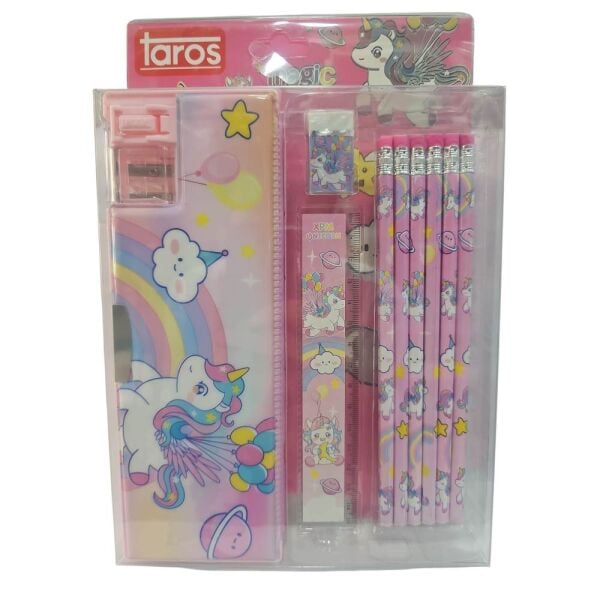 Taros Unick Color Unicorn Fonksiyonlu Kalem Çantalı Kırtasiye Seti 8440