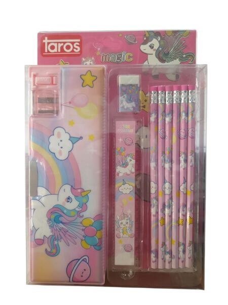 Taros Unick Color Unicorn Fonksiyonlu Kalem Çantalı Kırtasiye Seti 8440