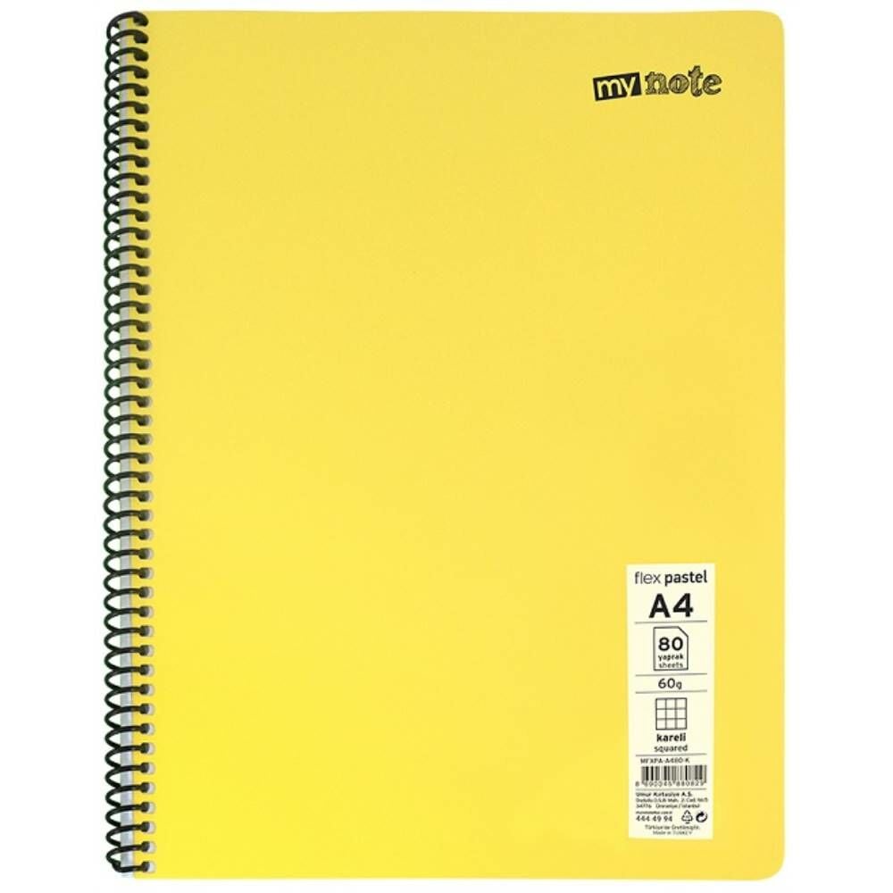 Mynote Defter Flex Pastel Pp Kapak Spiralli A4 96 Yp Kareli Mfxpa-A496-K