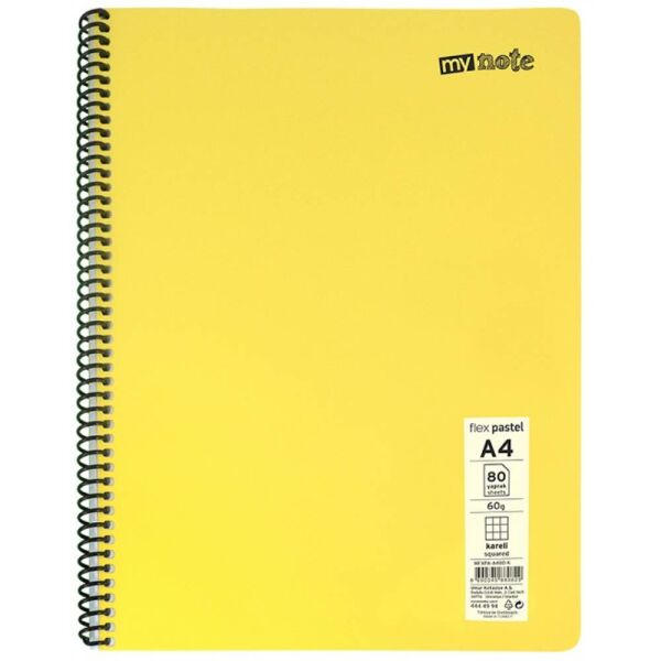 Mynote Defter Flex Pastel Pp Kapak Spiralli A4 96 Yp Kareli Mfxpa-A496-K