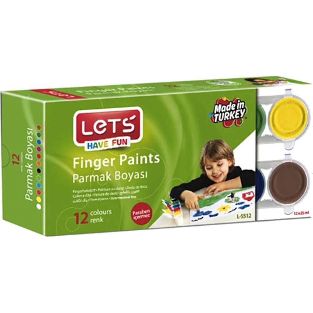 Lets Parmak Boyası 12 Renk 12x25 ml L-5512