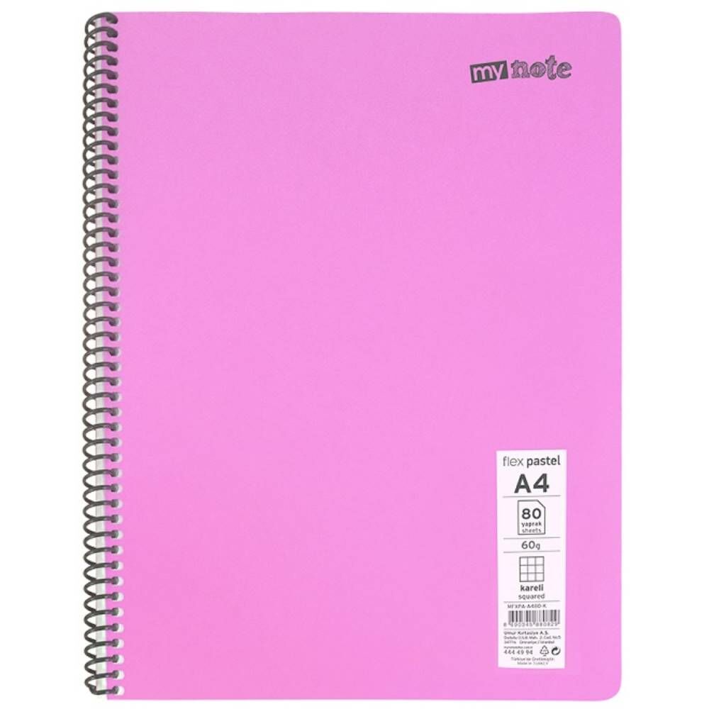 Mynote Defter Flex Pastel Pp Kapak Spiralli A4 72 Yp Çizgili Mfxpa-A472-Ç