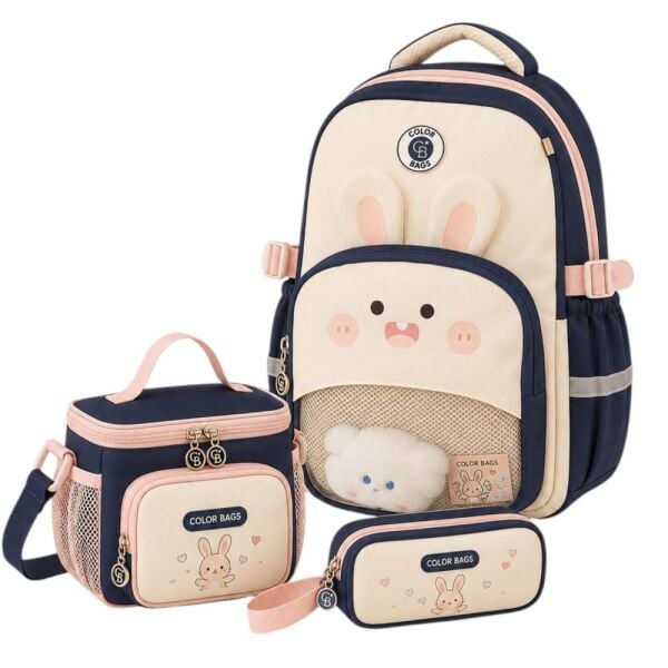 Color Bags B94 3'lü Set Krem İlkokul Çantası