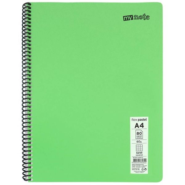 Mynote Defter Flex Pastel Pp Kapak Spiralli A4 96 Yp Çizgili Mfxpa-A496-Ç