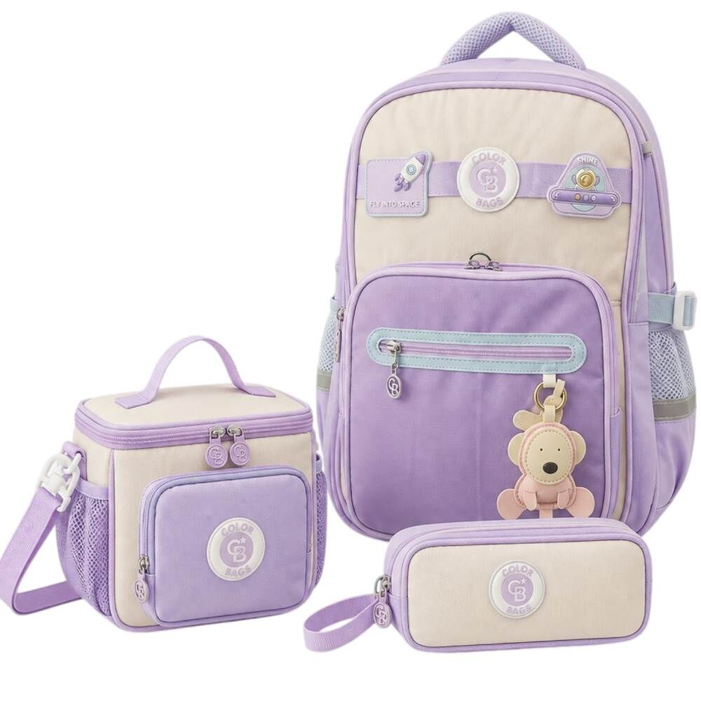 Color Bags B91 3'lü Set Mor İlkokul Çantası