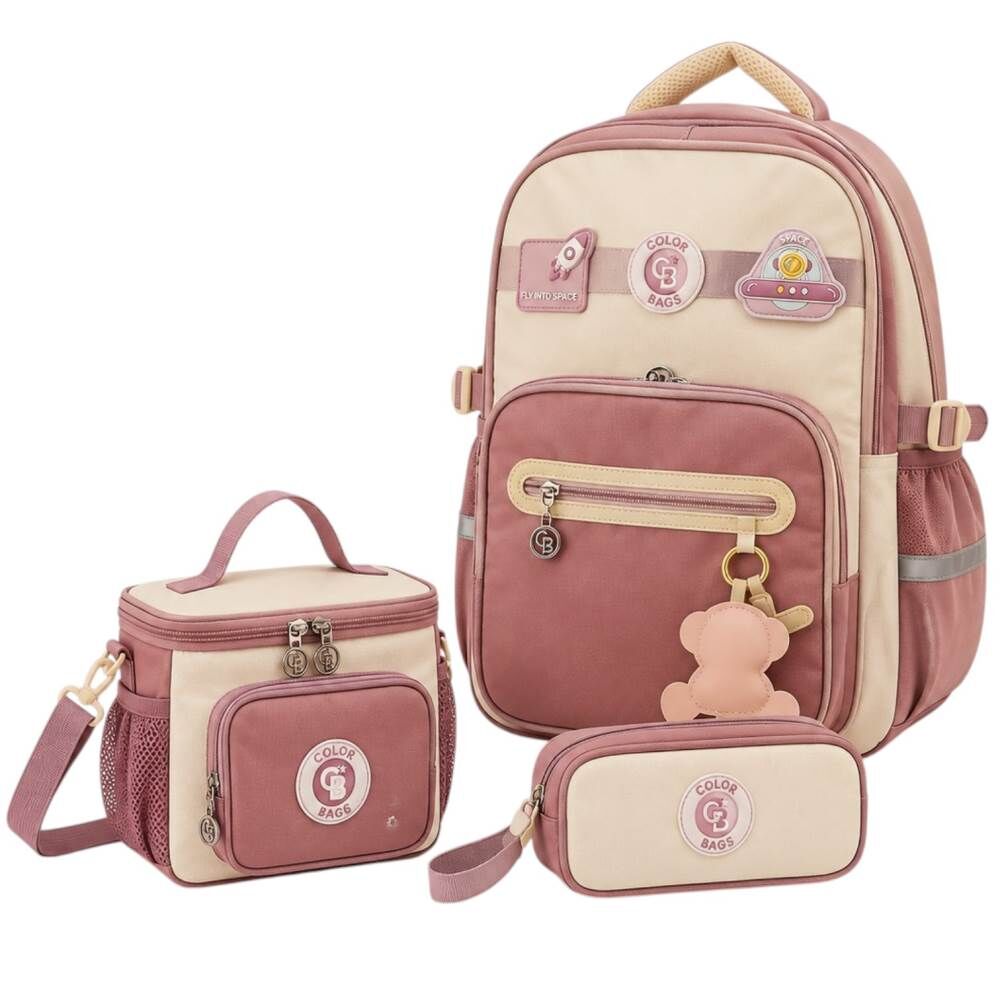 Color Bags B91 3'lü Set Pembe İlkokul Çantası