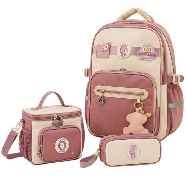 Color Bags B91 3'lü Set Pembe İlkokul Çantası