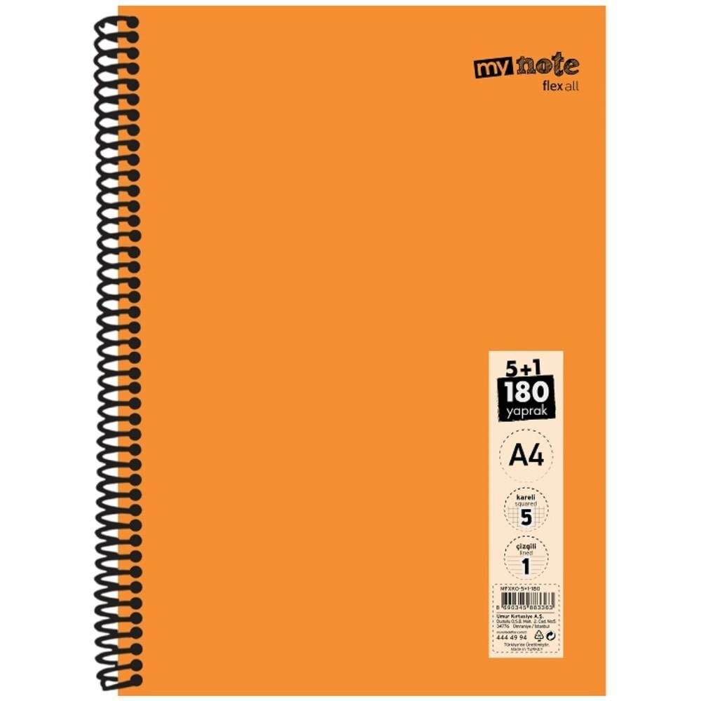 Mynote Defter Flex Konulu Pp Kapak Spiralli A4 5+1 180 Yp Mfxko-5+1-180