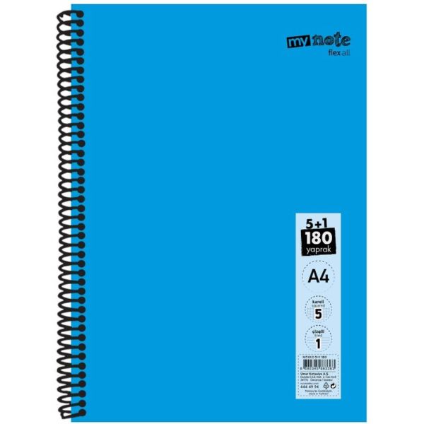 Mynote Defter Flex Konulu Pp Kapak Spiralli A4 5+1 180 Yp Mfxko-5+1-180