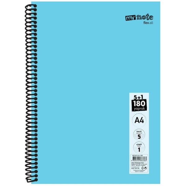 Mynote Defter Flex Konulu Pp Kapak Spiralli A4 5+1 180 Yp Mfxko-5+1-180