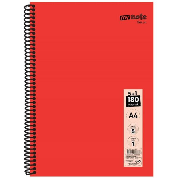 Mynote Defter Flex Konulu Pp Kapak Spiralli A4 5+1 180 Yp Mfxko-5+1-180