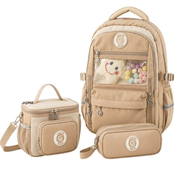 Color Bags B83 3'lü Set Kahve İlkokul Çantası