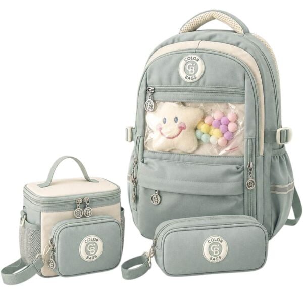 Color Bags B83 3'lü Set Yeşil İlkokul Çantası