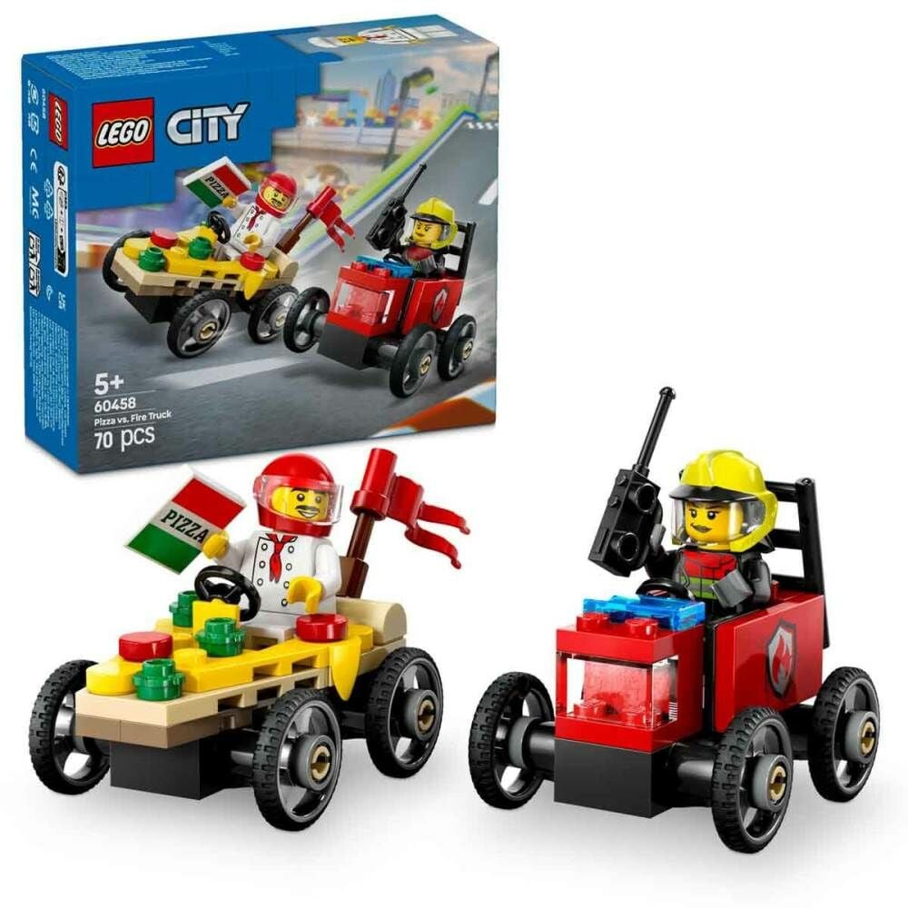 LEGO® City Pizza Arabası İtfaiye Kamyonuna Karşı Yarış Arabası Paketi 60458