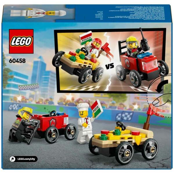 LEGO® City Pizza Arabası İtfaiye Kamyonuna Karşı Yarış Arabası Paketi 60458