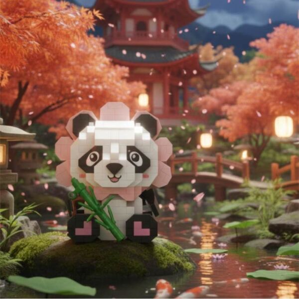 LOZ LZ-8803 Sevimli Çiçek Panda 350 Parça Blok Oyuncak