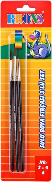 Brons Sulu Boya Fırça Seti 3 lü No:2-4-6 BR-244