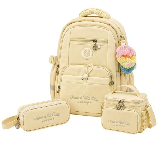 Color Bags B86 3'lü Set Krem İlkokul Çantası