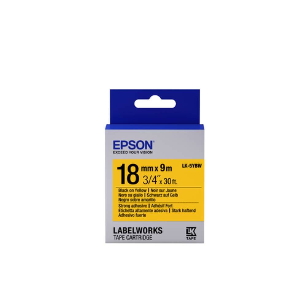Epson LK-5YBW Güçlü Yapışkanlı Sarı Üzeri Siyah 18mm 9Metre Etiket