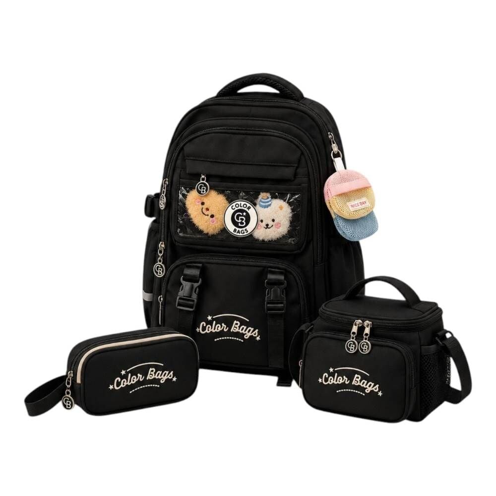 Color Bags B81 3'lü Set Siyah İlkokul Çantası