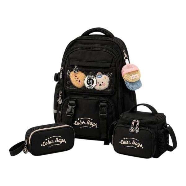 Color Bags B81 3'lü Set Siyah İlkokul Çantası