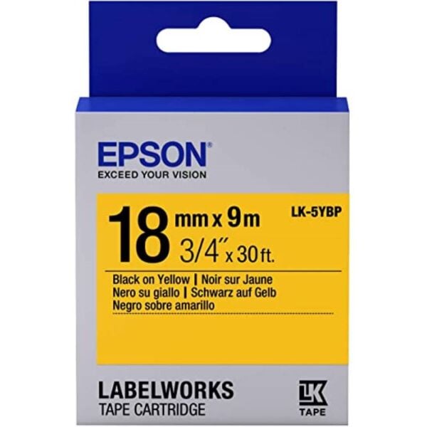 Epson LK-5YBP Pastel Sarı Üzeri Siyah 18mm 9metre