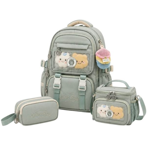 Color Bags B81 3'lü Set Yeşil İlkokul Çantası