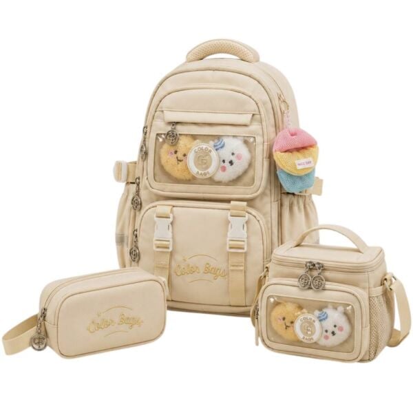 Color Bags B81 3'lü Set Krem İlkokul Çantası