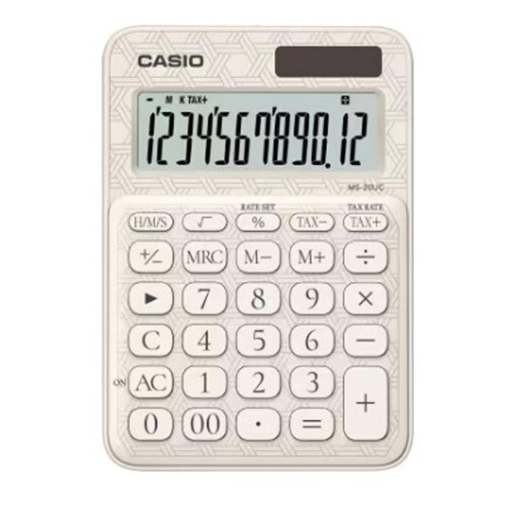 Casio MS-20UC-JWE 12 Hane Beyaz Desenli Masa Üstü Hesap Makinesi