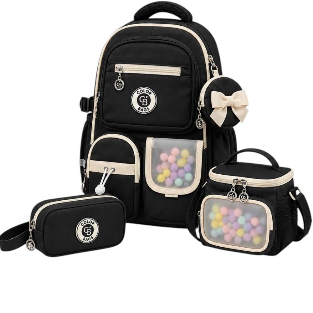 Color Bags B85 3'lü Set Siyah İlkokul Çantası