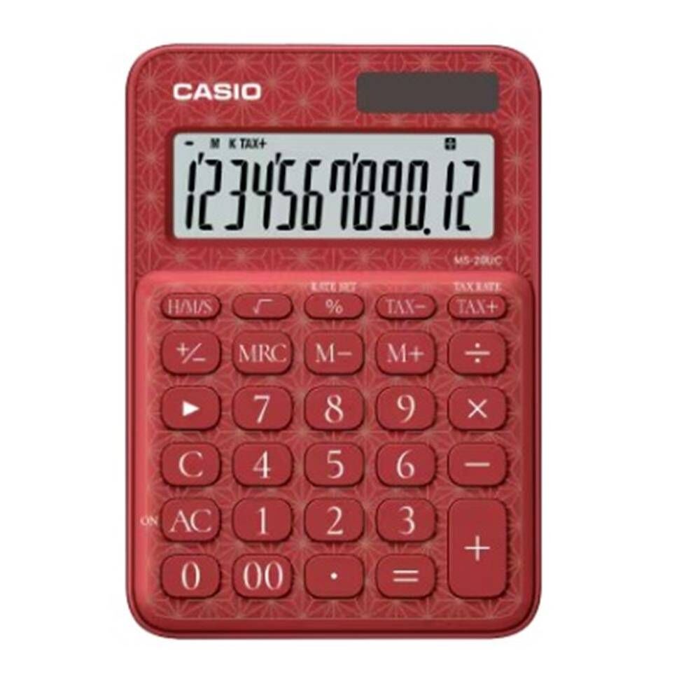 Casio MS-20UC-JRD 12 Hane Kırmızı Desenli Masa Üstü Hesap Makinesi