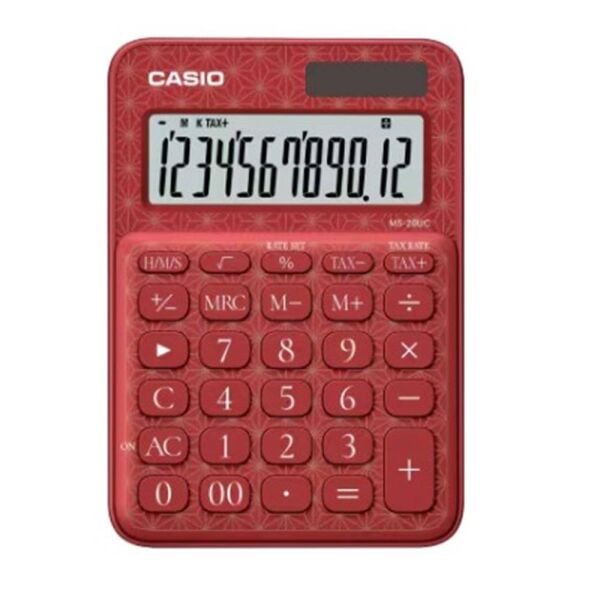 Casio MS-20UC-JRD 12 Hane Kırmızı Desenli Masa Üstü Hesap Makinesi