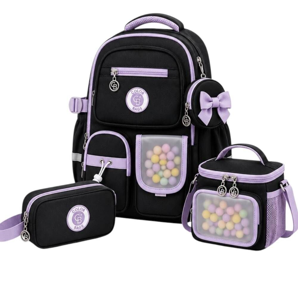 Color Bags B85 3'lü Set Mor İlkokul Çantası