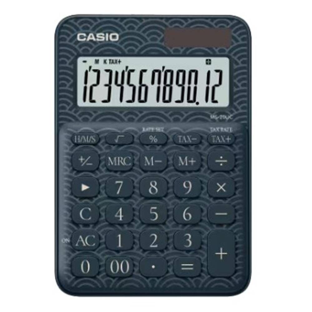 Casio MS-20UC-JBU 12 Hane Lacivert Desenli Masa Üstü Hesap Makinesi