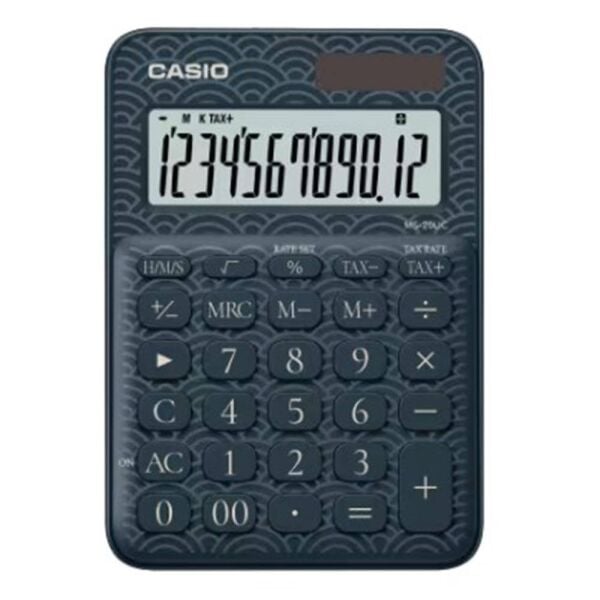 Casio MS-20UC-JBU 12 Hane Lacivert Desenli Masa Üstü Hesap Makinesi