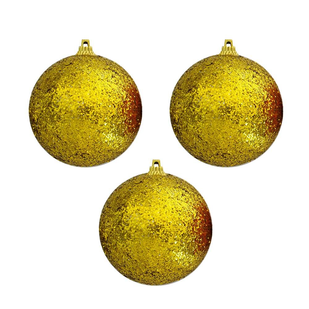 Yılbaşı Ağacı Süsü Simli Strafor 8 cm 3 lü Altın 2006606