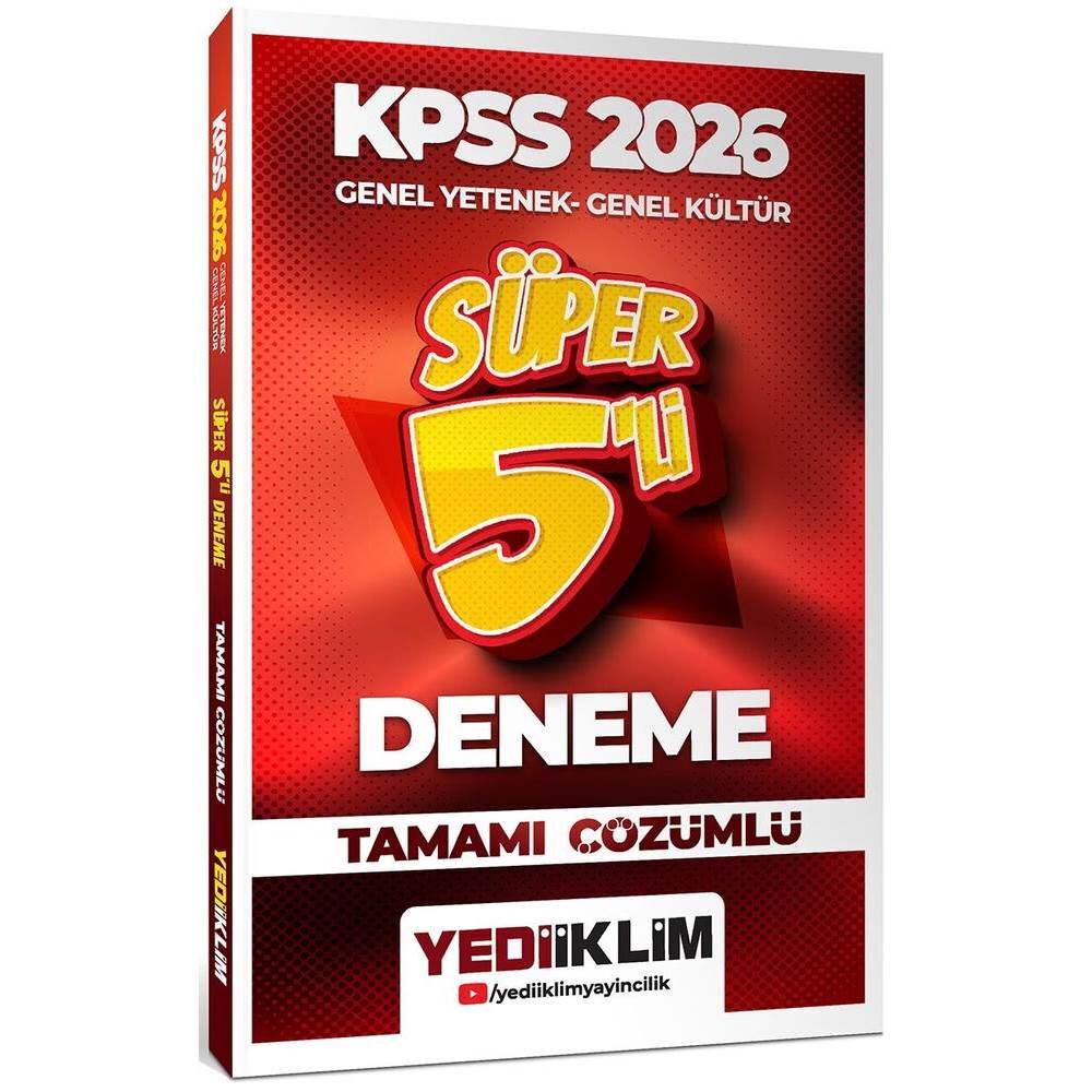 Yediiklim KPSS 2026 GY GK Tamamı Çözümlü Süper 5 li Deneme