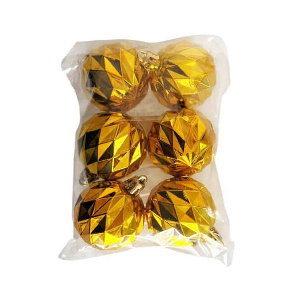 Yılbaşı Ağacı Süsleme Topları 5 cm 6 lı Altın Hasır 2004306