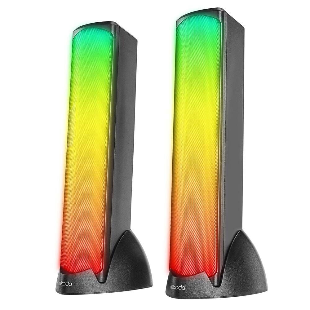 Mikado MD-183 2.0 3W-2 Bluetooth Siyah RGB Aydınlatmalı USB + 3.5mm USB 5V Speaker Hoparlör