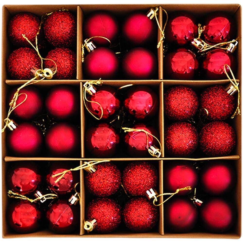 Yılbaşı Ağacı Süsleme Seti 72 li Bordo 2006813-1