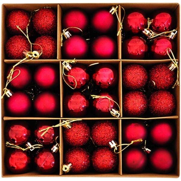 Yılbaşı Ağacı Süsleme Seti 72 li Bordo 2006813-1