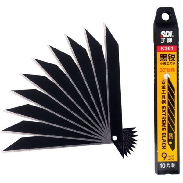 Sdı Maket Bıçağı Yedeği Dar 30' Eğimli Carbon Black Sk2 + Cr Çelik K361 100'Lü