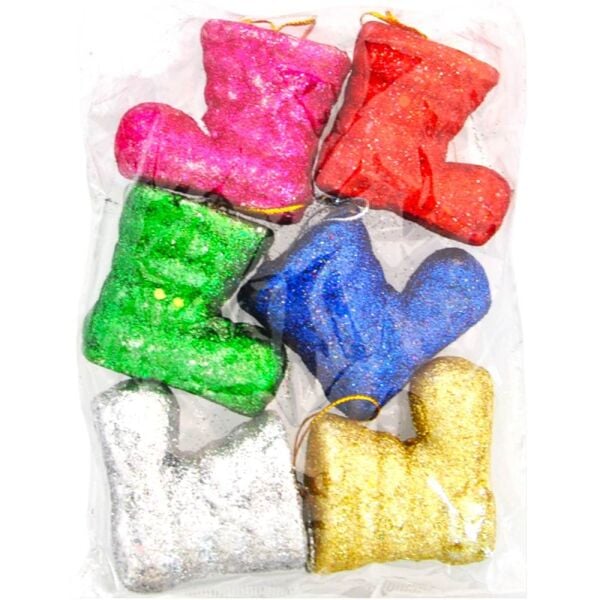 Yılbaşı Ağacı Süsü Simli Çizme 6 lı 351219