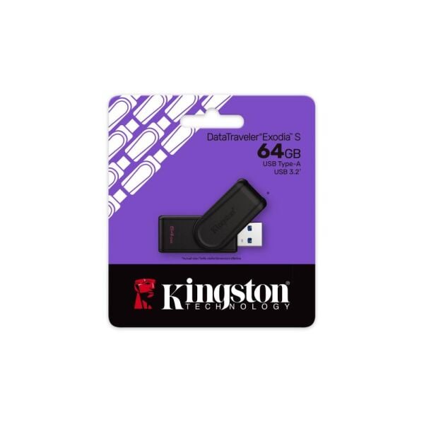 Kingston DTXS-64GB 64GB Portable USB 3.2 Gen1 DataTraveler ExodiaS (Black-Black) Flash Bellek