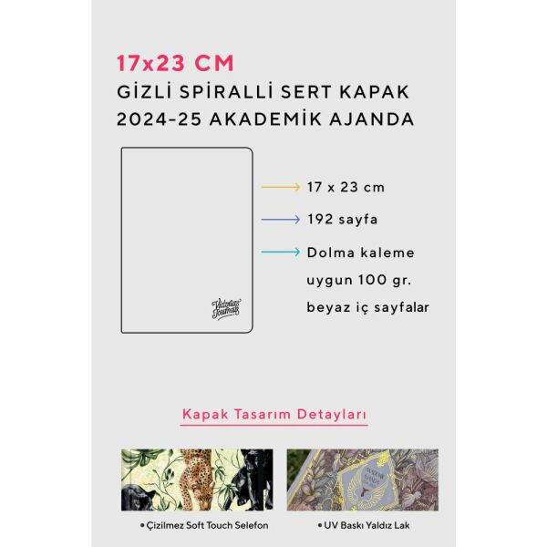 Victorias Journals 2024-2025 17x23 Lastikli Gizli Spiralli Akademik Ajanda 124-1268