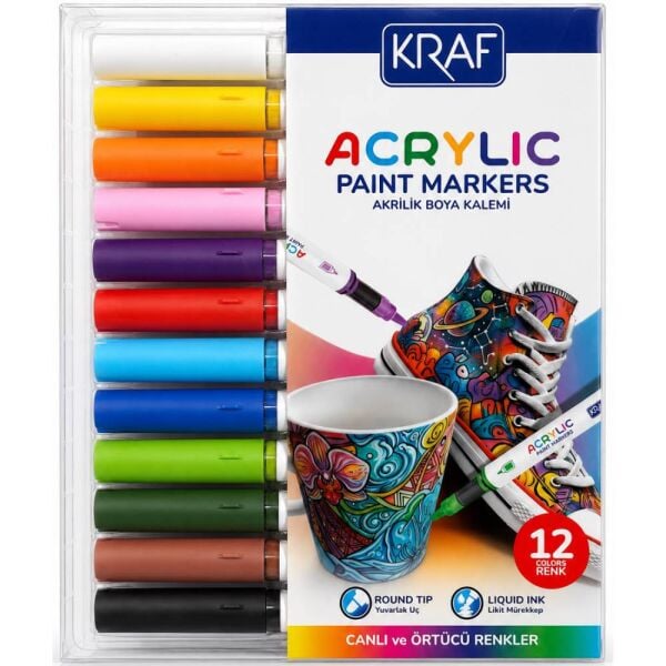 Kraf Akrilik Marker 666 12'Li