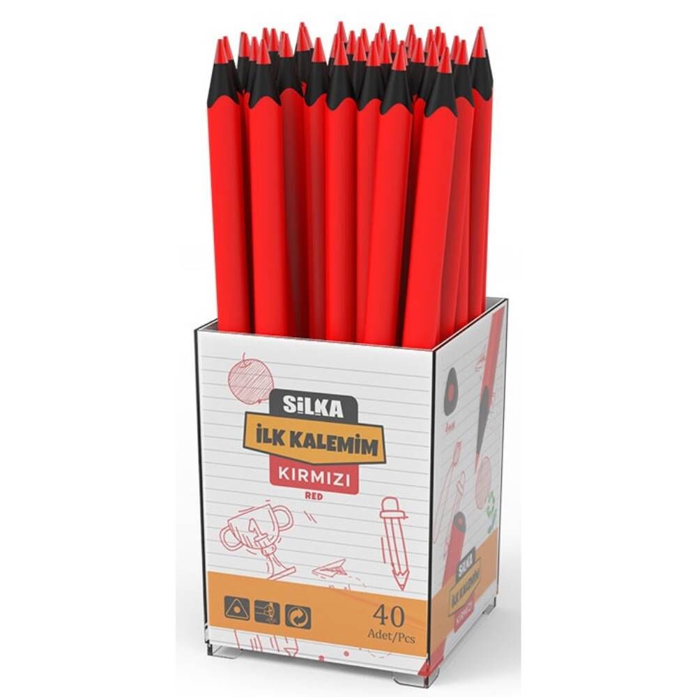 Silka Kopya Kalemi Kırmızı Jumbo Dark Kırmızı İlk Kalemim 40 Lı Art.622