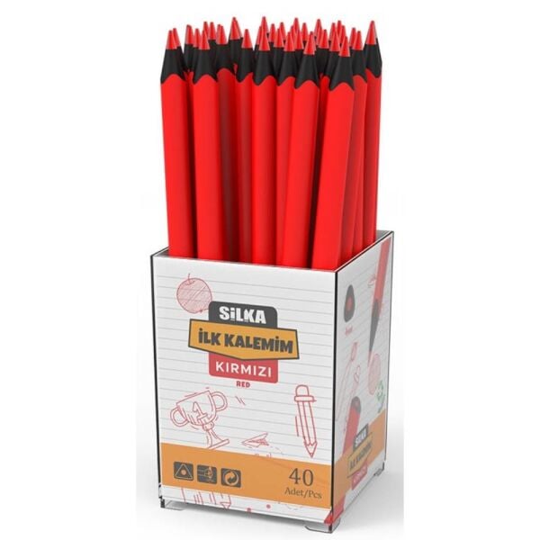Silka Kopya Kalemi Kırmızı Jumbo Dark Kırmızı İlk Kalemim 40 Lı Art.622