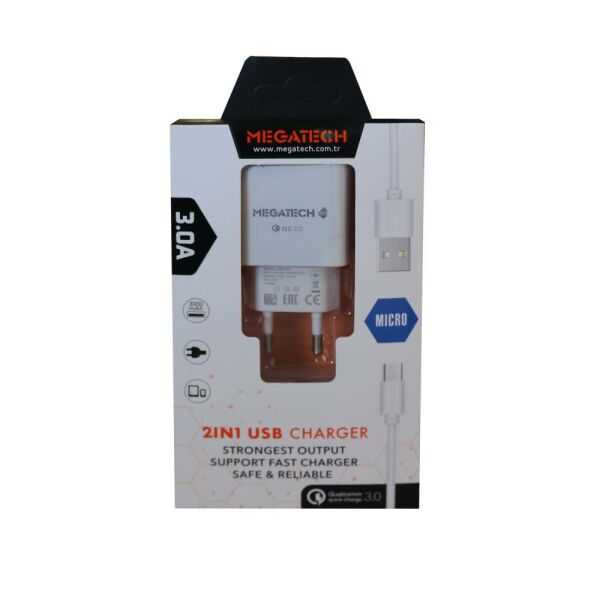 Megatech CC01 (CC22-M3 ) 2in1 5v-3.0 Ev Şarj+ Micro Kablo Hızlı Şarj