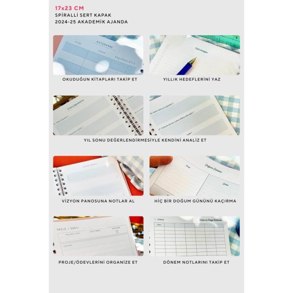 Victorias Journals 2024-2025 17x23 Lastikli Gizli Spiralli Akademik Ajanda 124-1262